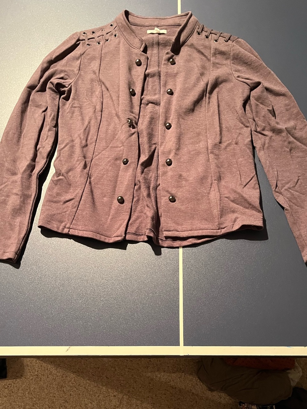 Maurices Purple/Gray Military-Style Double-Breasted Jacket